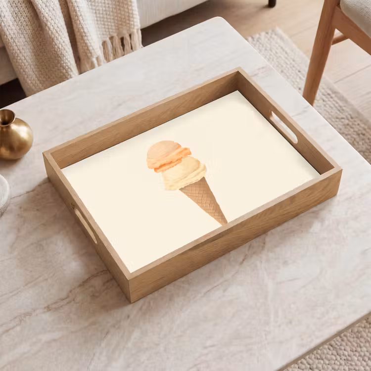 Vassoio - Minimalista - Paletta per gelato - Corno - Beige — 2