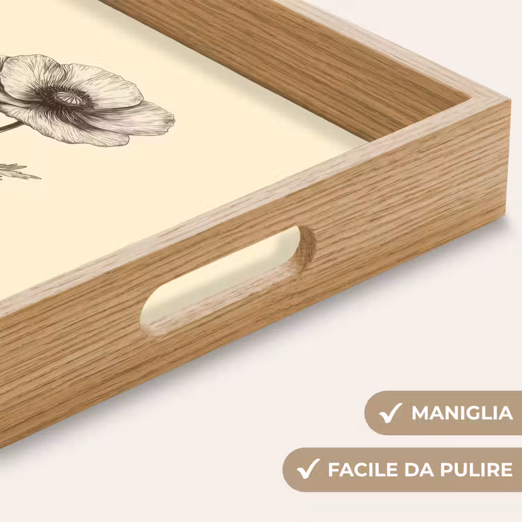 Vassoio - Papavero - Illustrazione - Nero — 8