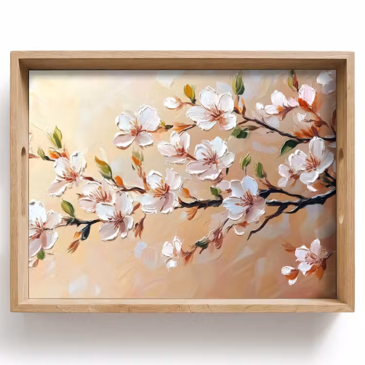 Vassoio - Rami di fiori - Pittoresco - Rosa — 1