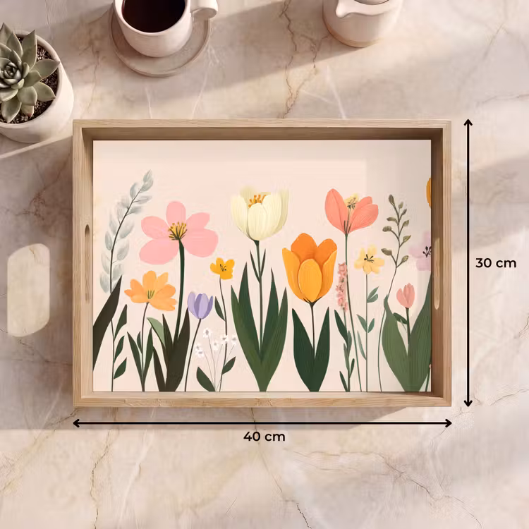Vassoio - Tonalità pastello - Fiori - Illustrazione — 7