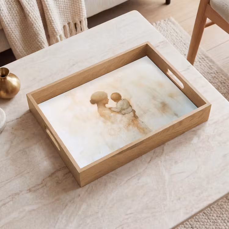 Vassoio - Bambino - Madre - Acquerello — 2