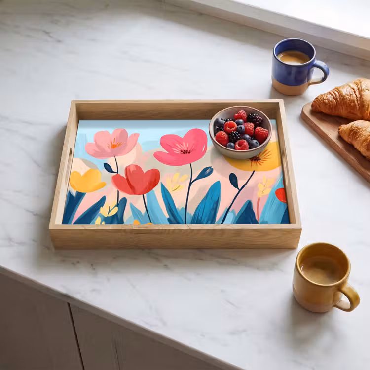 Vassoio - Illustrazione - Fiori - Colorati — 3