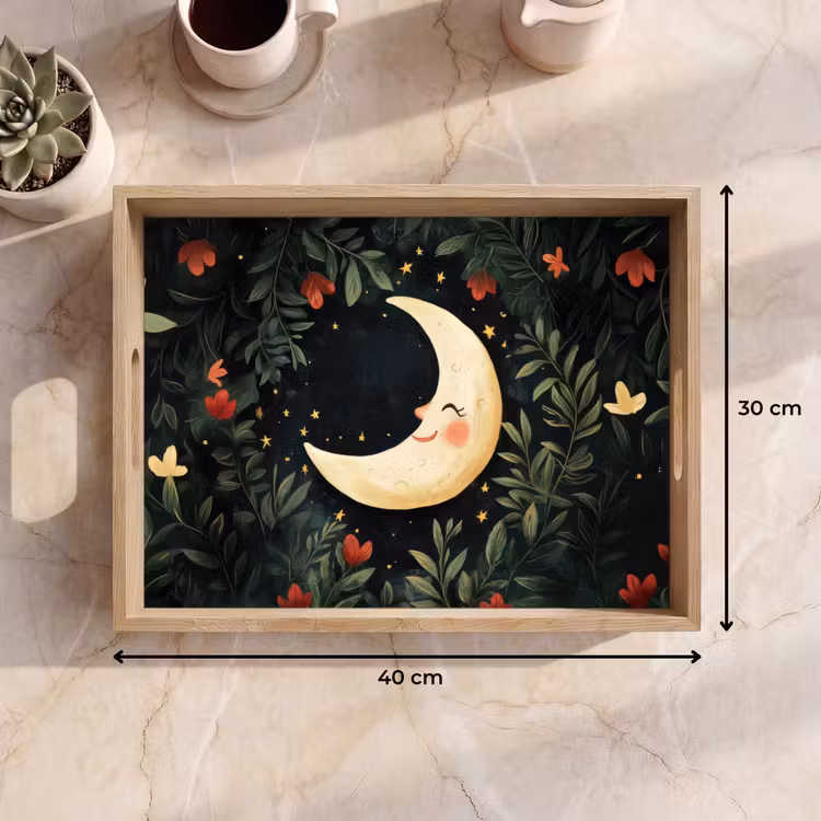 Vassoio - Luna - Fiori - Cielo notturno — 7