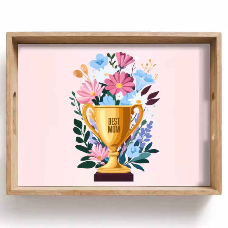 Vassoio - Trofeo - Migliore mamma - Fiori - Colorato — 1