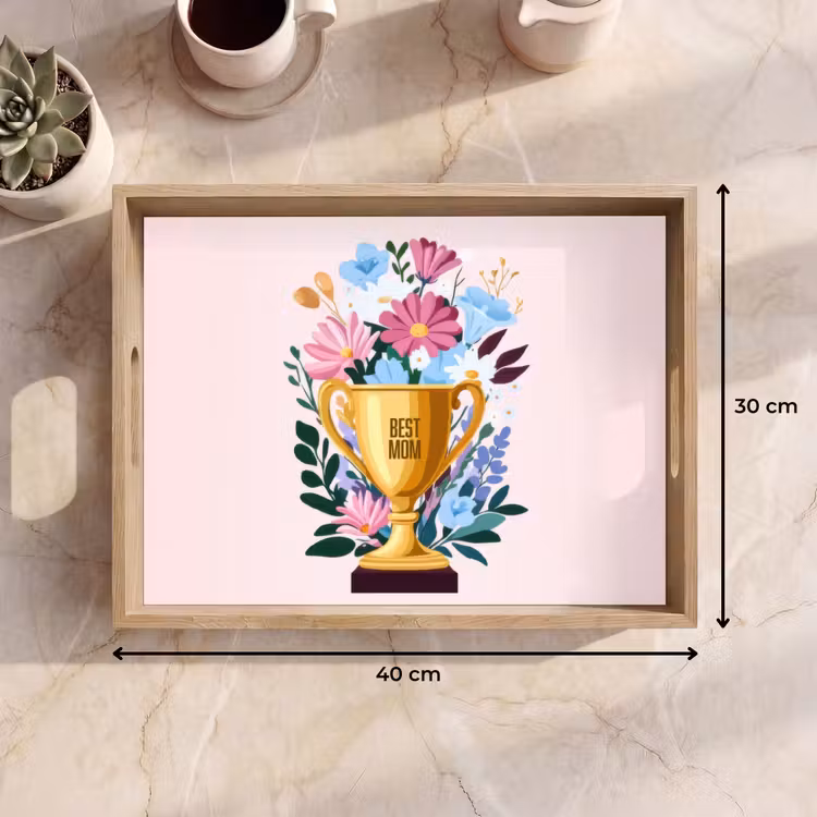 Vassoio - Trofeo - Migliore mamma - Fiori - Colorato — 7