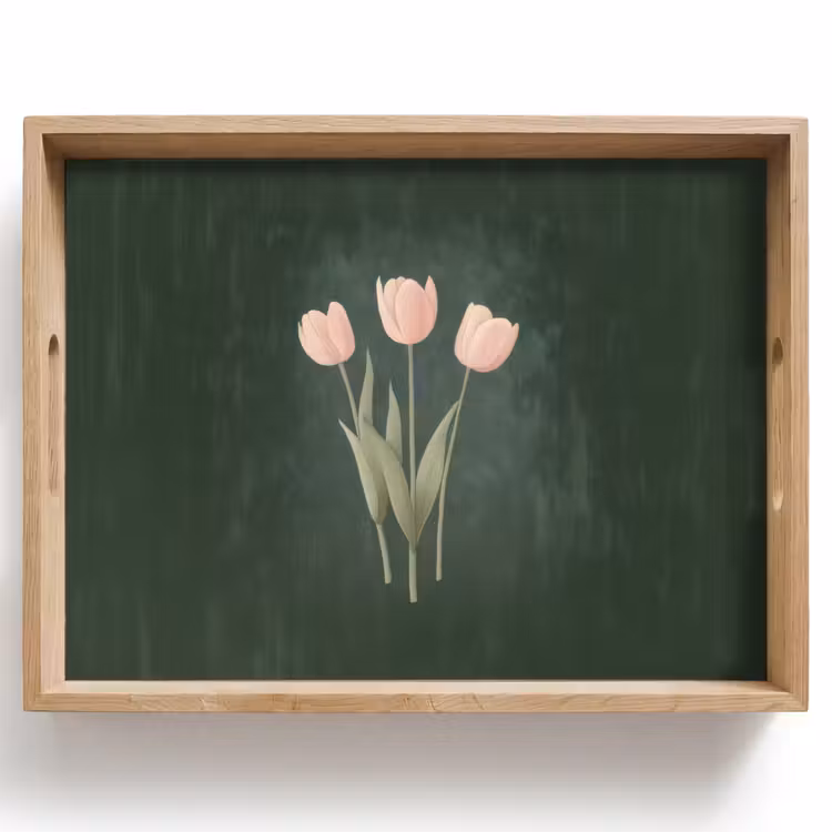 Vassoio - Tulipani - Amore - Verde scuro — 1