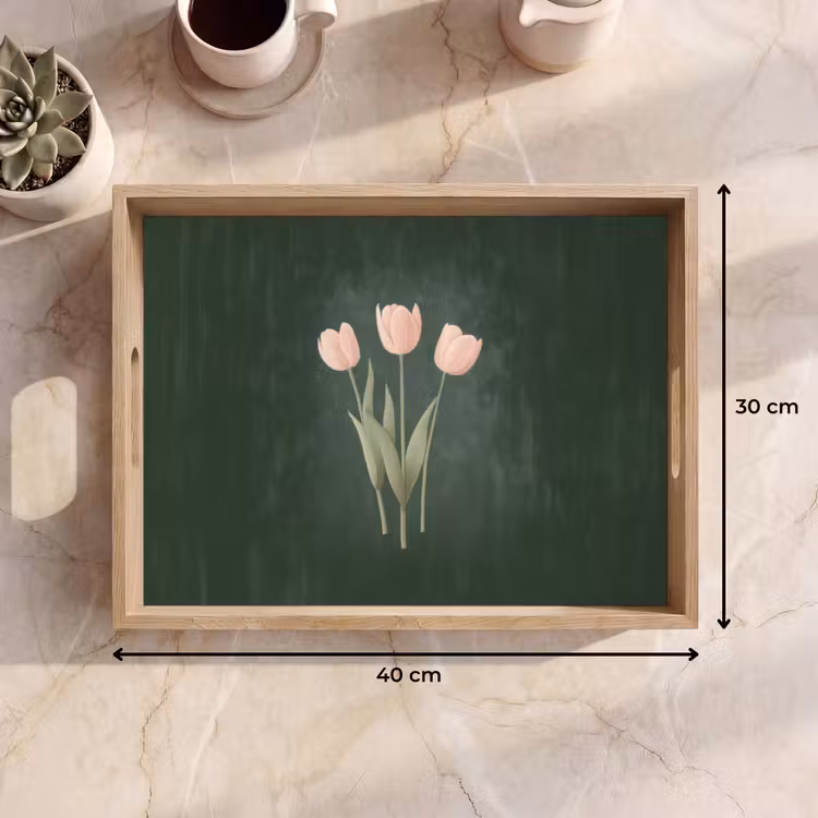 Vassoio - Tulipani - Amore - Verde scuro — 7