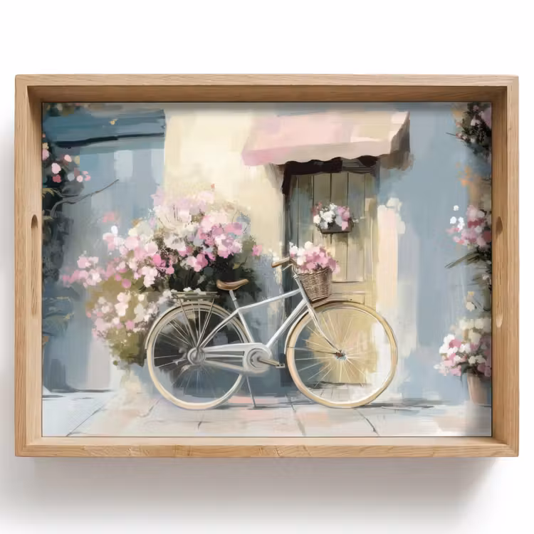 Vassoio - Bicicletta - Colori pastello - Fiori — 1