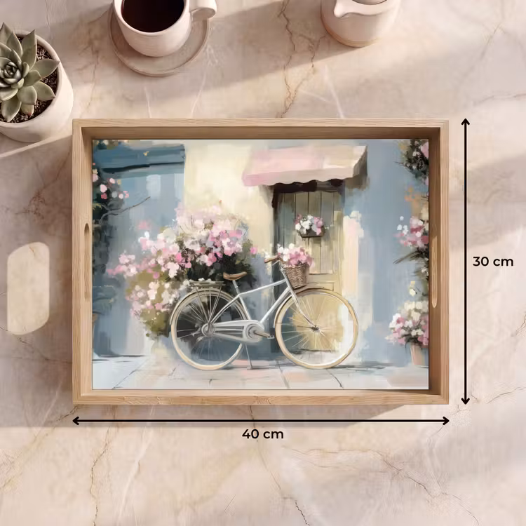Vassoio - Bicicletta - Colori pastello - Fiori — 7