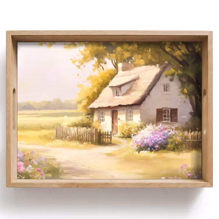 Vassoio - Casetta - Legno - Fiori — 1