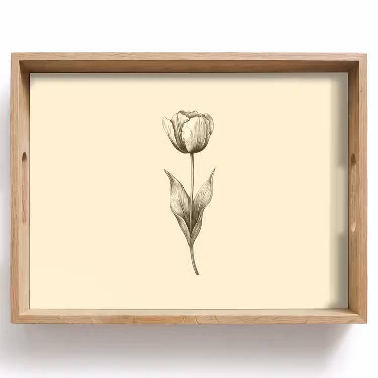Vassoio - Illustrazione - Tulipano - Nero — 1
