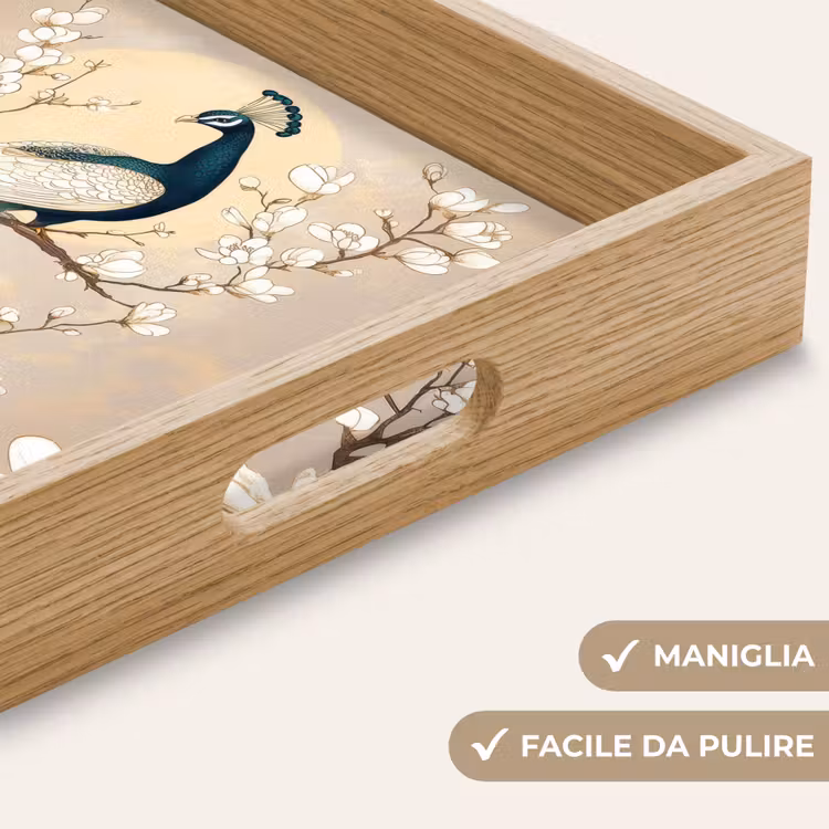 Vassoio - Pavone - Ramo - Fiori — 8