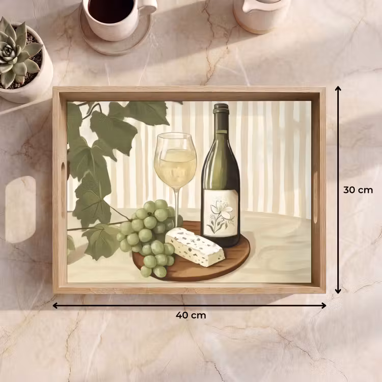 Vassoio - Vino - Uva - Formaggio - Foglie — 7