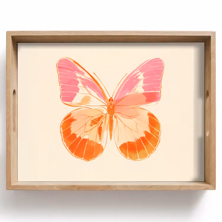 Vassoio - Arancione - Farfalla - Minimalista — 1
