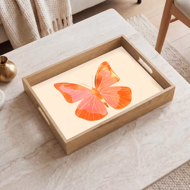 Vassoio - Farfalla - Minimalista - Rosa — 2