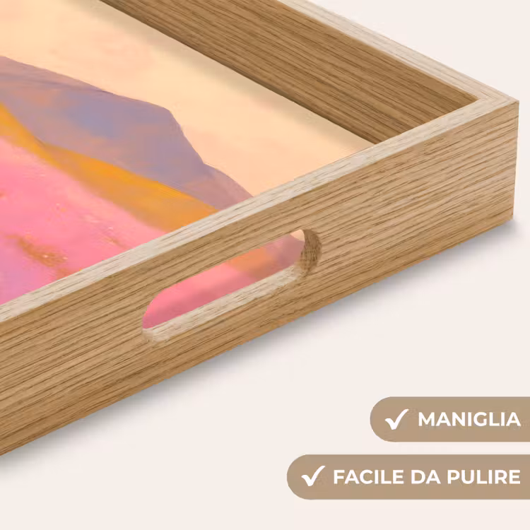 Vassoio - Prato fiorito - Colline - Silhouette - Rosa — 8