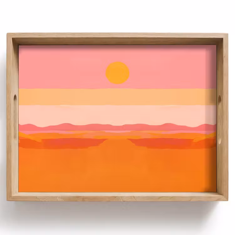 Vassoio - Sole - Astratto - Paesaggio - Arancione — 1