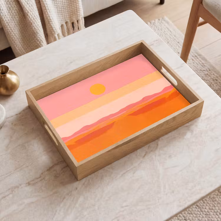 Vassoio - Sole - Astratto - Paesaggio - Arancione — 2