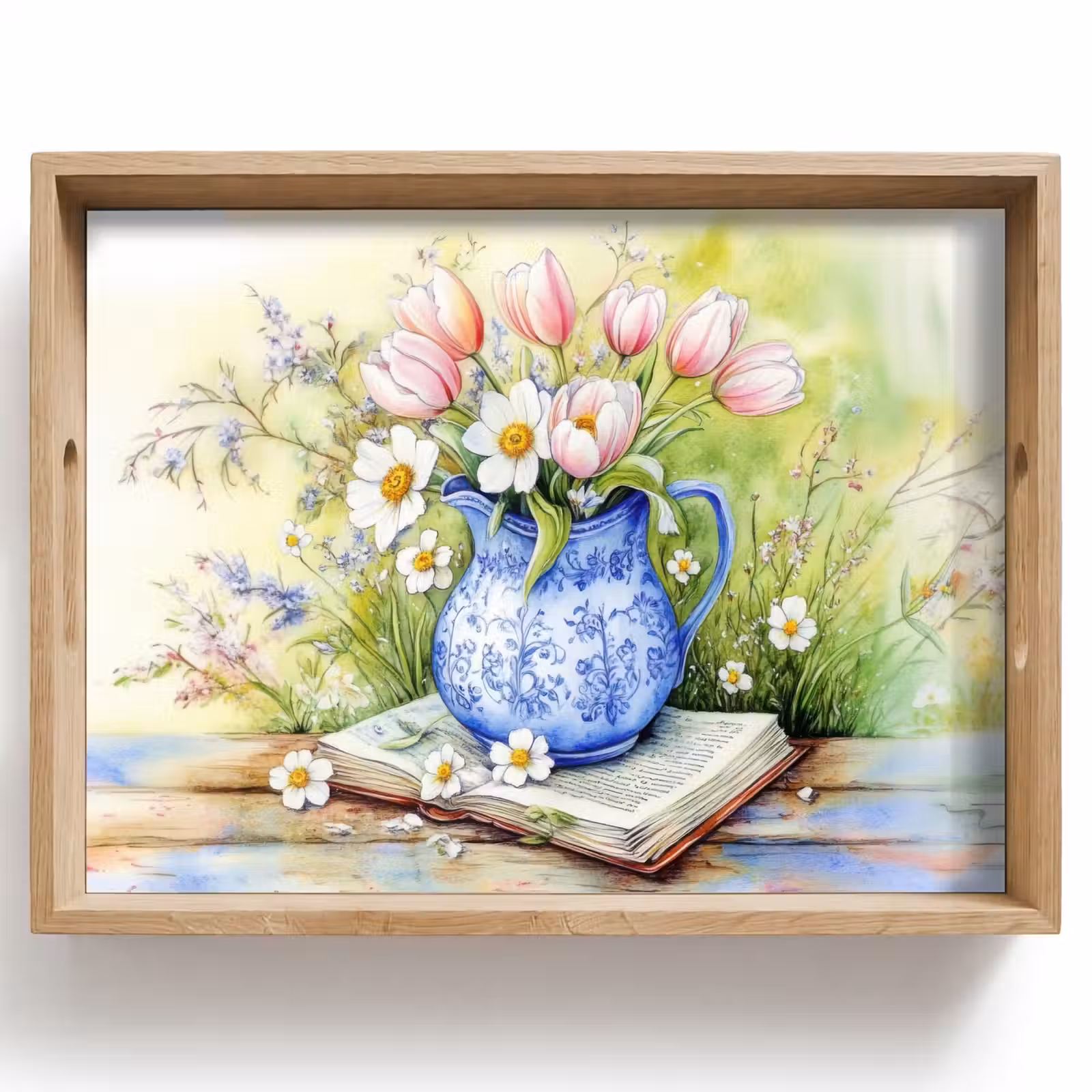 Vassoio - Vaso - Blu Delft - Margherite — 1