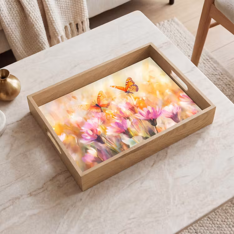 Vassoio - Farfalle - Arancione - Fiori — 2