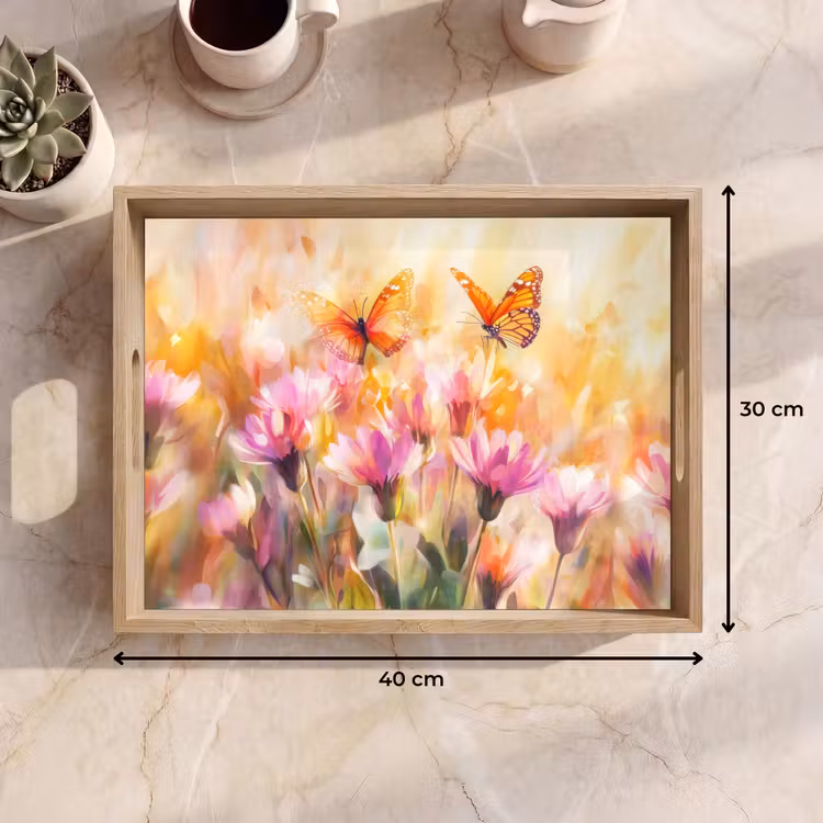 Vassoio - Farfalle - Arancione - Fiori — 7