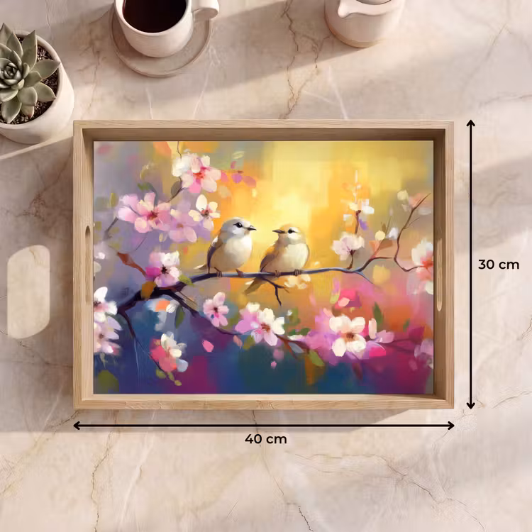 Vassoio - Uccelli - Fiori - Rosa — 7