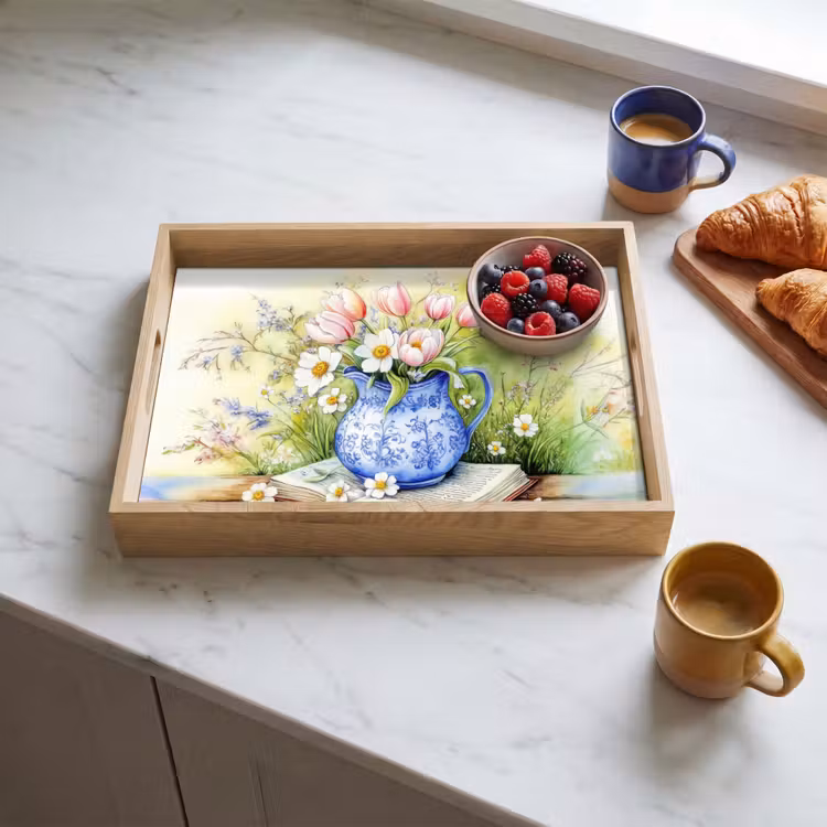 Vassoio - Vaso - Blu Delft - Margherite — 3