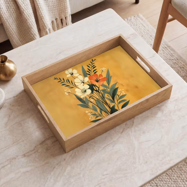Vassoio - Foglie - Bouquet - Giallo — 2