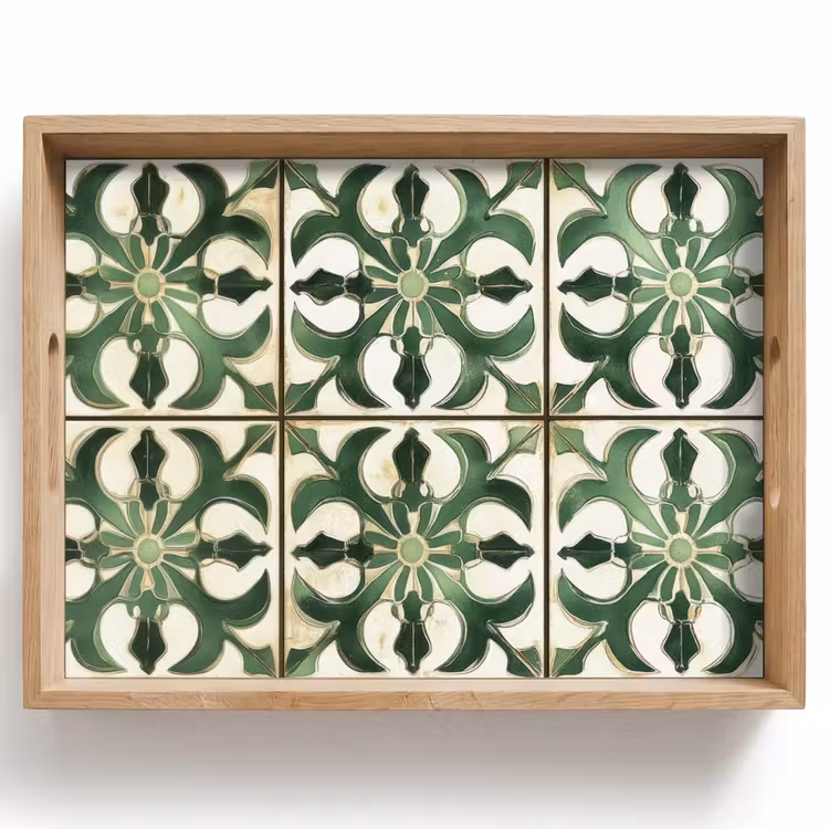 Vassoio - Interni - Ceramica - Decorazione - Spagnolo — 1