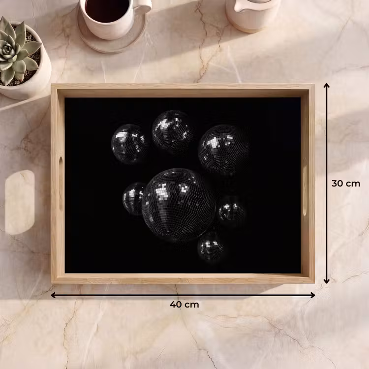 Vassoio - Palline da discoteca - Minimalista - Nero — 7