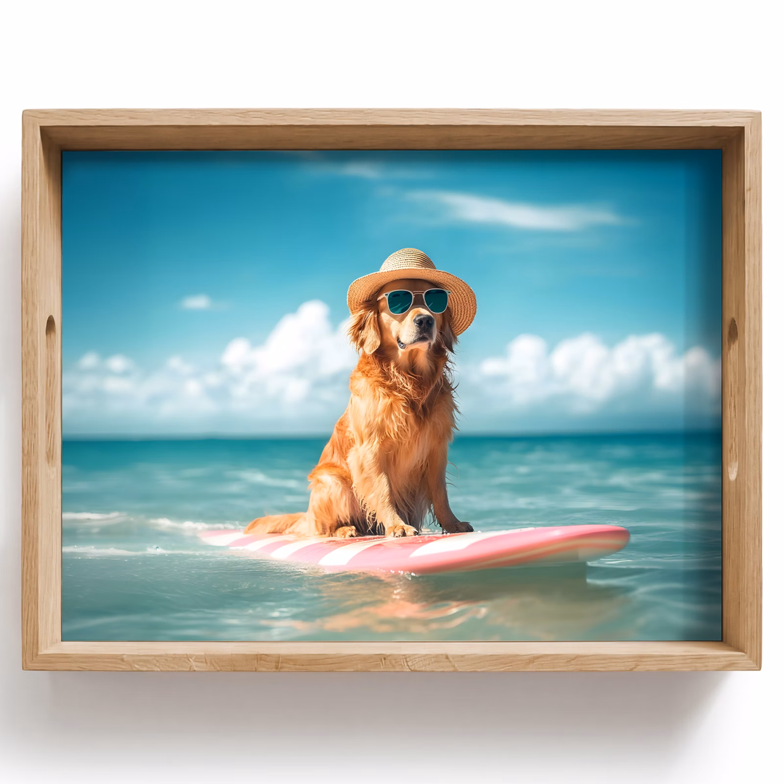 Vassoio - Acqua di mare - Cane - Golden retriever - Occhiali da sole — 1