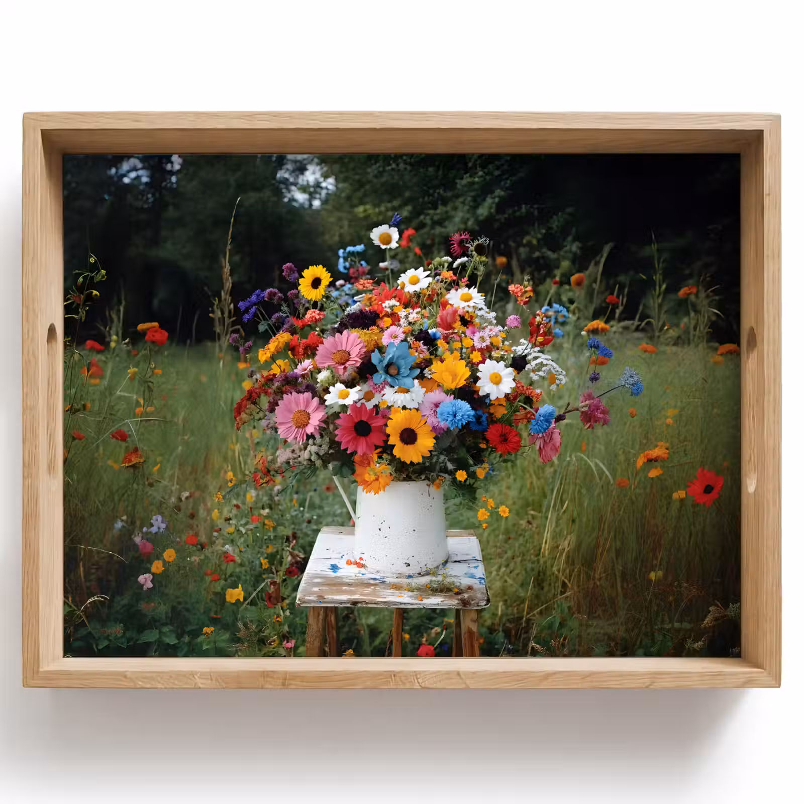 Vassoio - Fiori - Sgabello - Annaffiatoio - Campo — 1