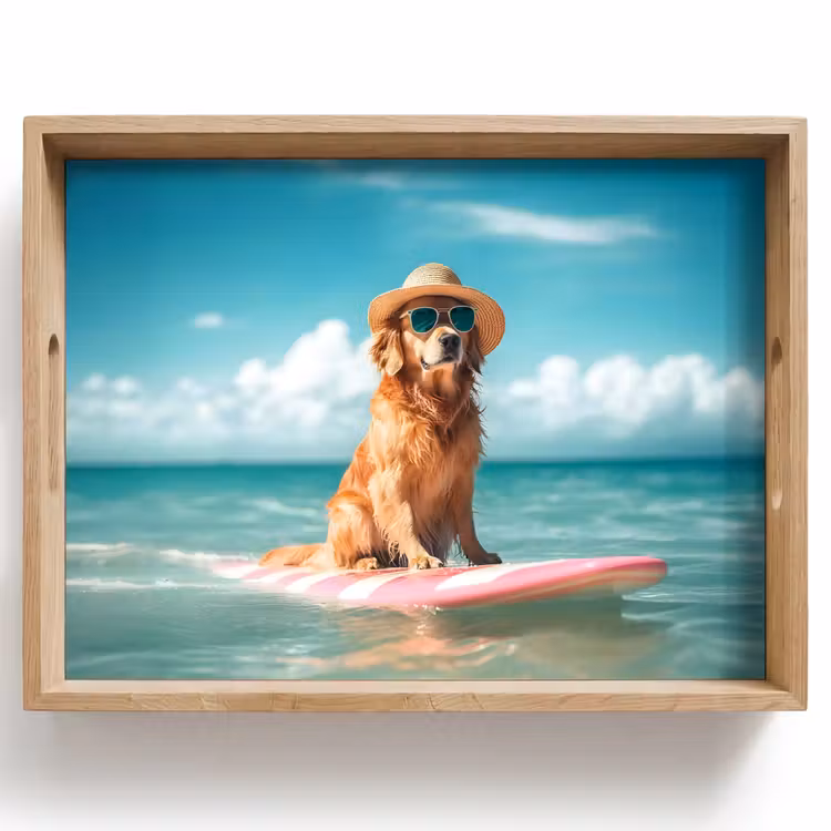 Vassoio - Acqua di mare - Cane - Golden retriever - Occhiali da sole — 1