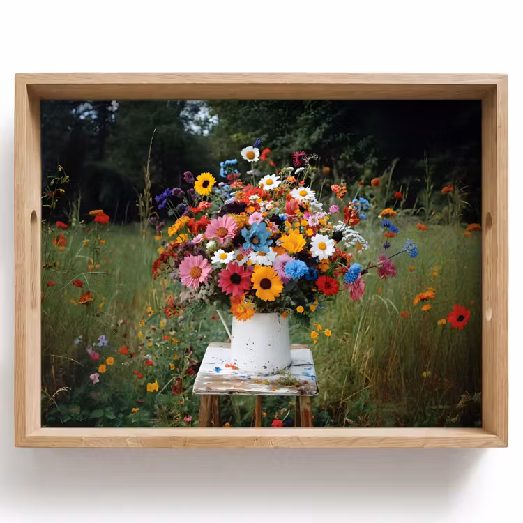 Vassoio - Fiori - Sgabello - Annaffiatoio - Campo — 1