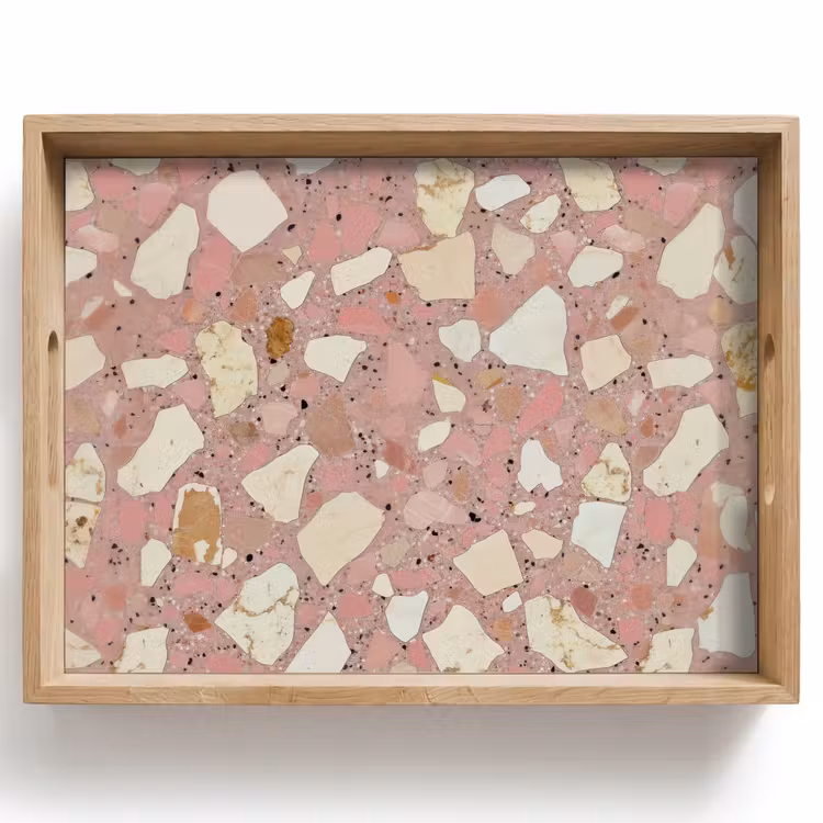 Vassoio - Rosa - Decorazione - Pietre - Terrazzo — 1