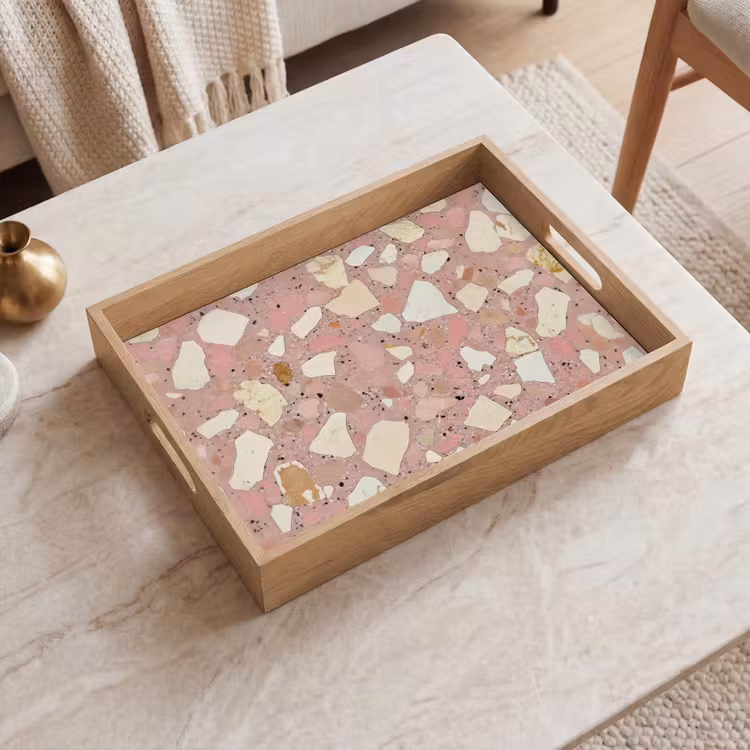 Vassoio - Rosa - Decorazione - Pietre - Terrazzo — 2