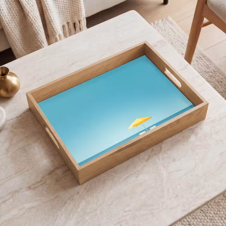 Vassoio - Spiaggia - Cielo blu - Giallo - Ombrellone — 2