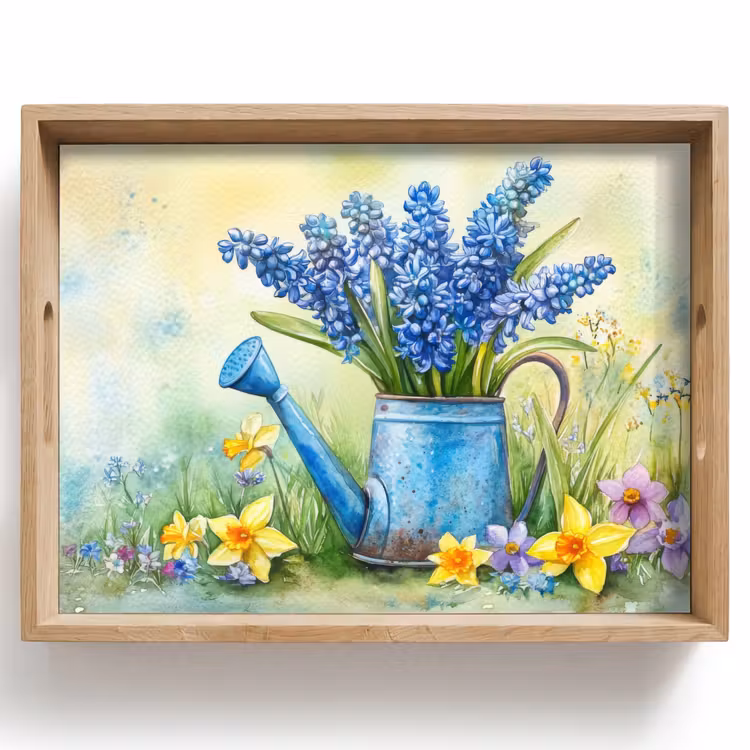 Vassoio - Annaffiatoio - Lavanda - Fiori — 1