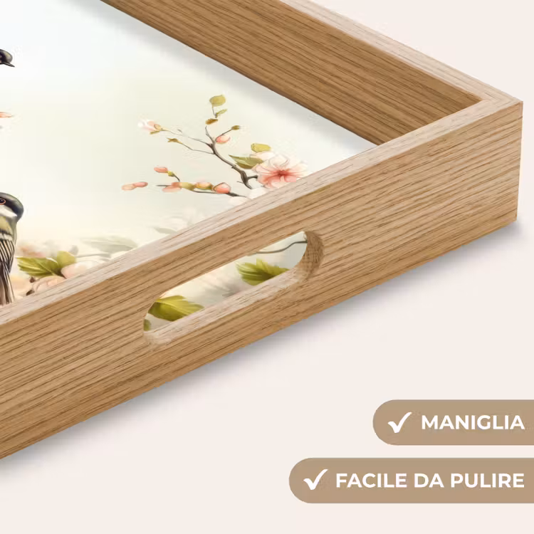 Vassoio - Rami - Fiori - Uccelli - Rosa — 8
