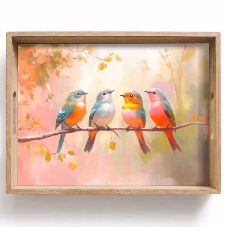 Vassoio - Uccelli - Colorati - Ramo — 1