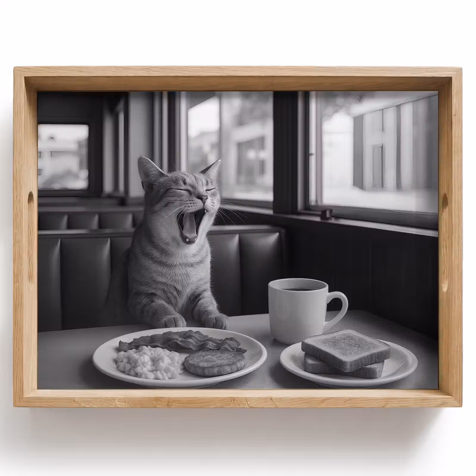 Vassoio - Gatto - Caffè - Pane - Nero — 1