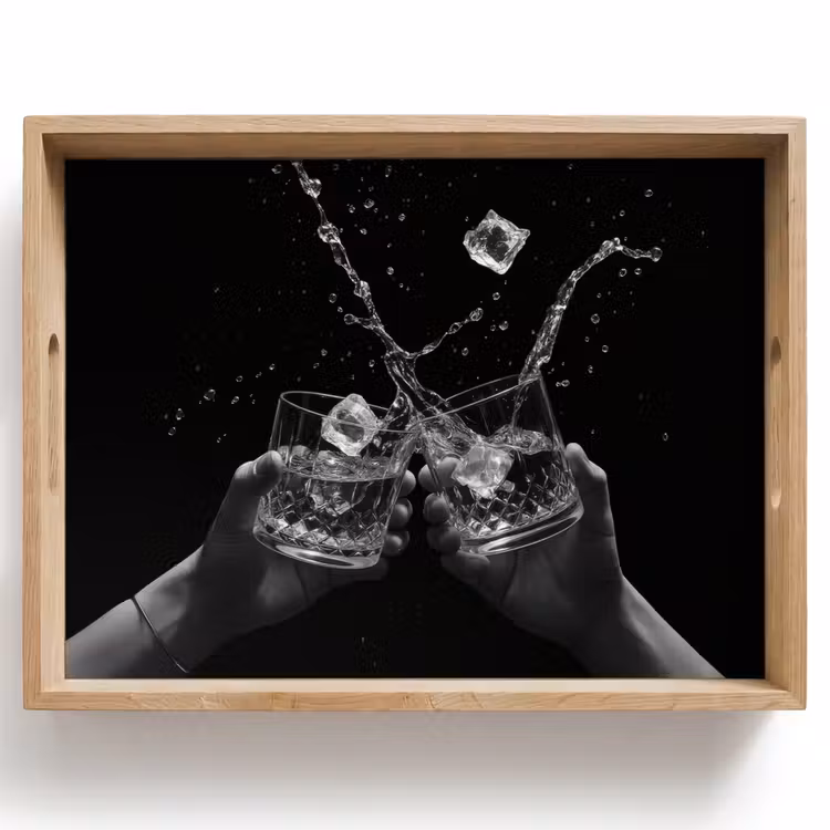 Vassoio - Bicchieri da whisky - Ghiaccio - Spruzzi - Nero — 1