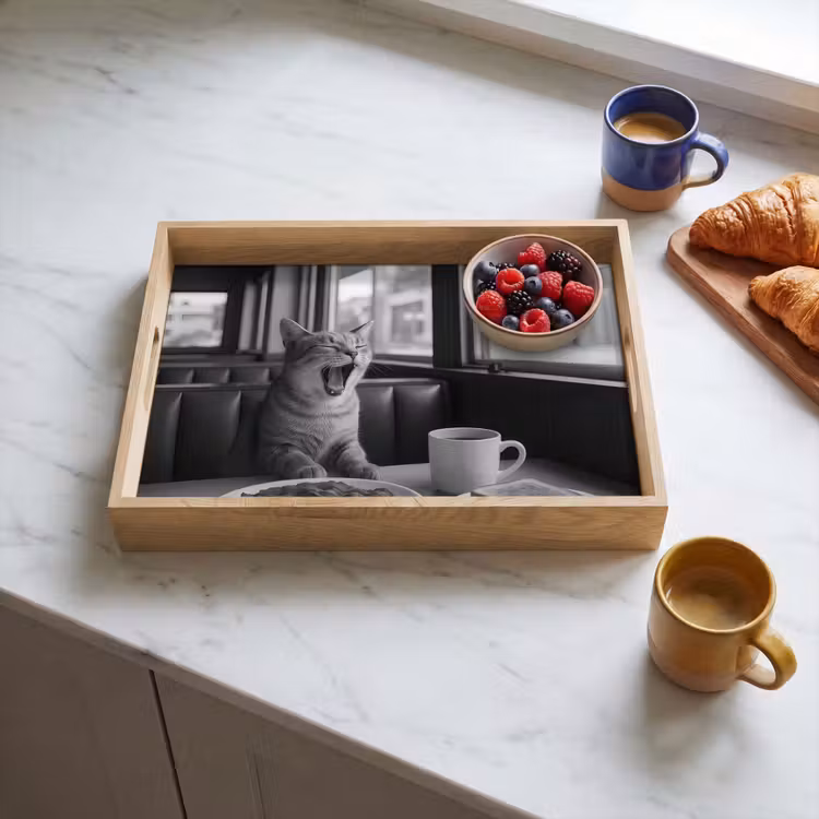 Vassoio - Gatto - Caffè - Pane - Nero — 3