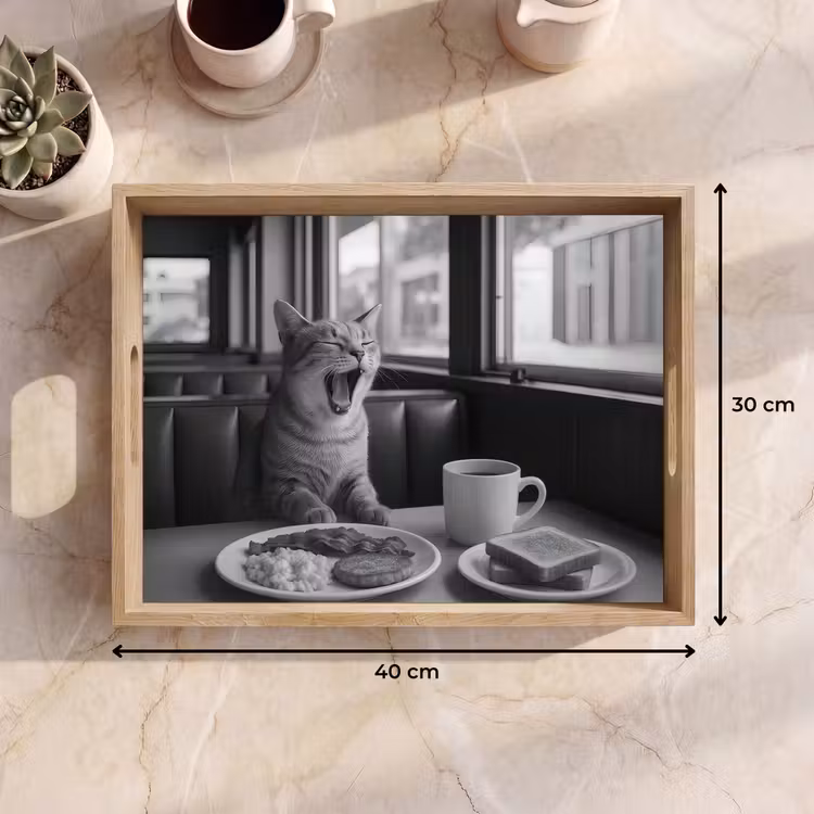 Vassoio - Gatto - Caffè - Pane - Nero — 7
