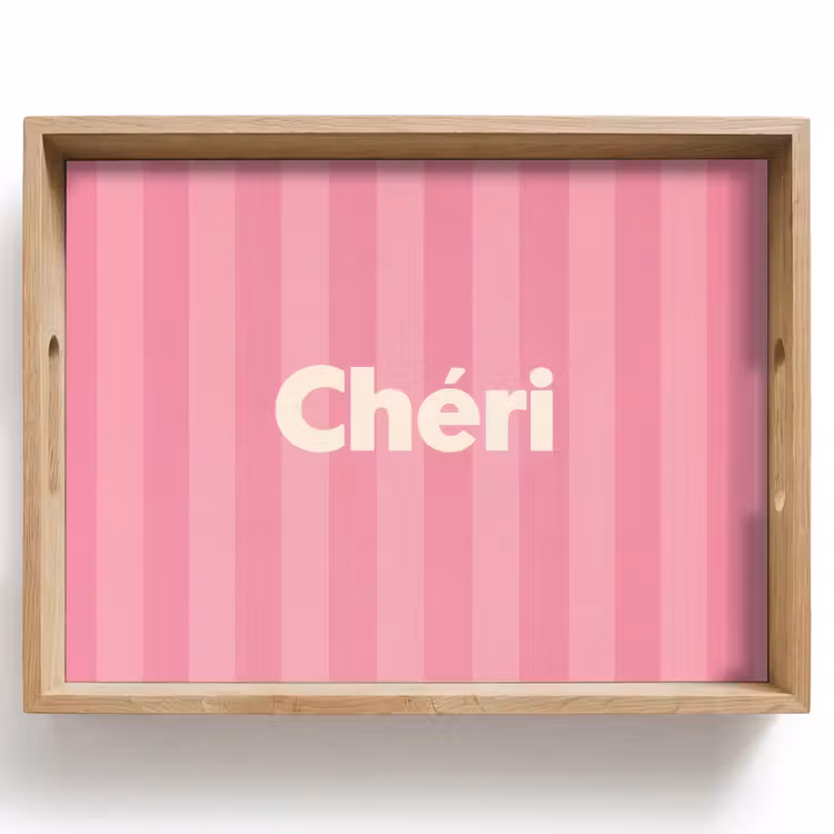 Vassoio - A righe - Rosa - Chéri — 1