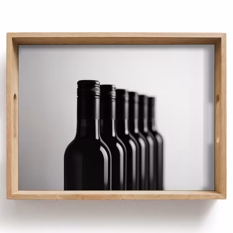 Vassoio - Bottiglie di vino - Nero - Minimalista — 1
