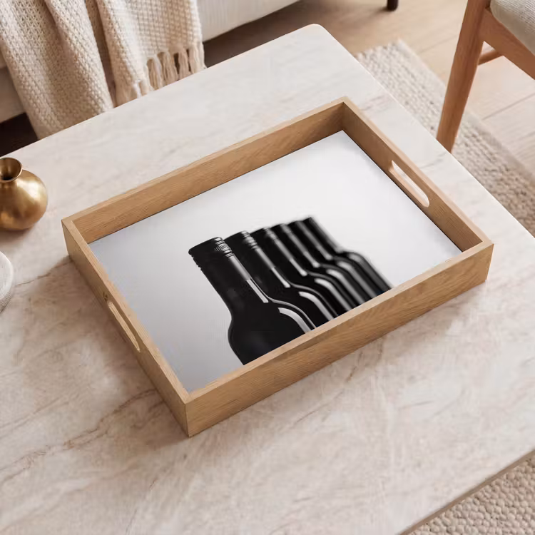 Vassoio - Bottiglie di vino - Nero - Minimalista — 2