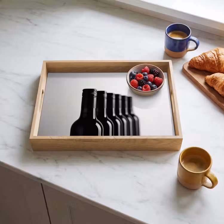 Vassoio - Bottiglie di vino - Nero - Minimalista — 3