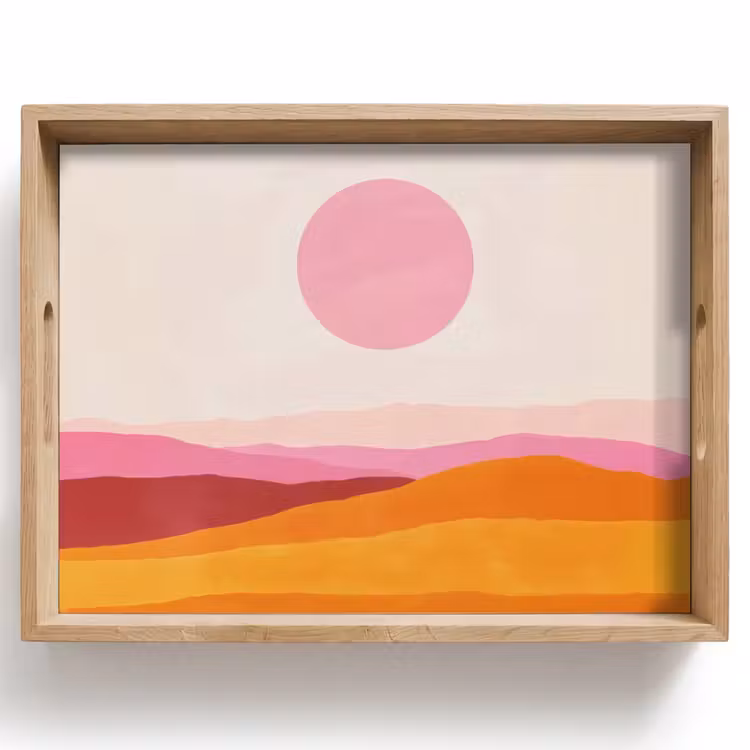 Vassoio - Colline - Arancione - Sole - Astratto — 1