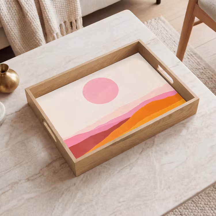 Vassoio - Colline - Arancione - Sole - Astratto — 2